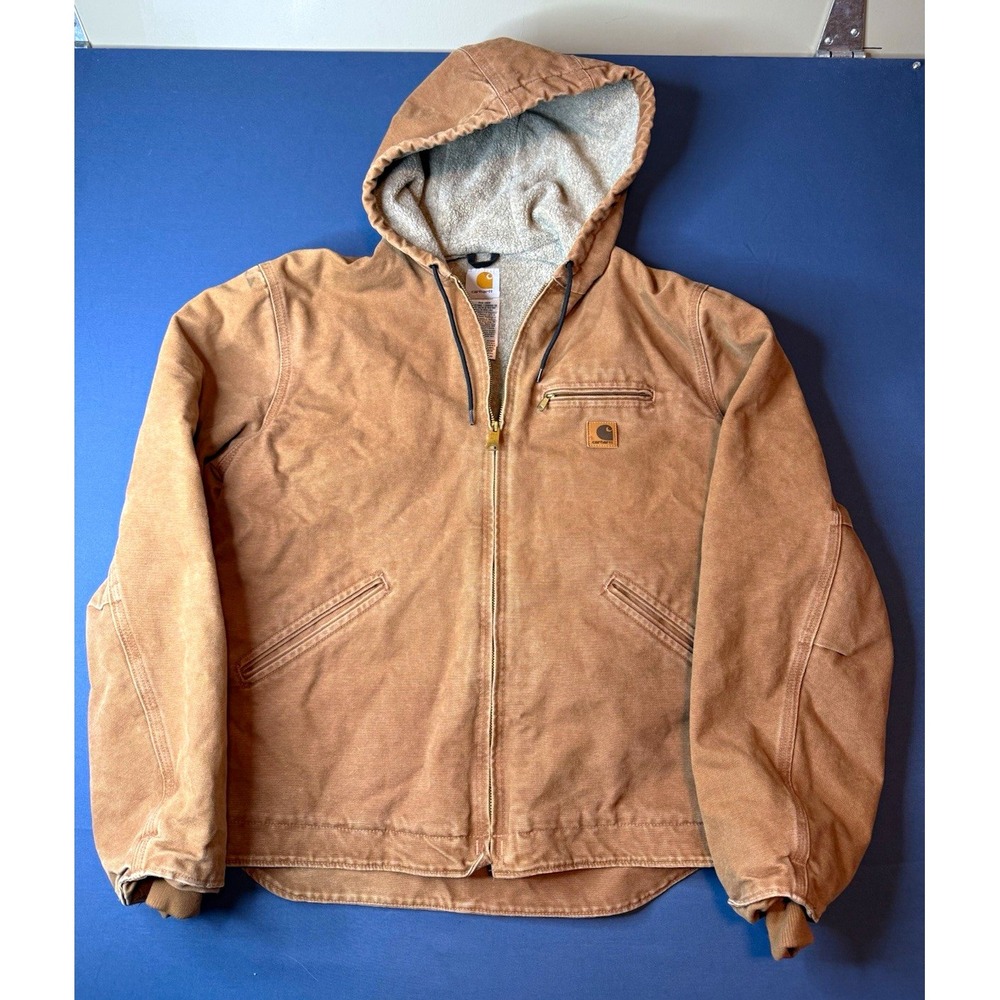 Vintage 2005 Carhartt J141 BRN Sierra Jacket Large Regular Sherpa Lined Hooded